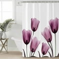 thumbnail image 2 of Rose Red Flower Shower Curtains for Bathroom Waterproof Fabric Bath Curtains Decor Bath Tub Curtain Vintage Tulip Spring Pastoral Floral Decorative Shower Curtain Sets with 12 Hooks, 72x72 Inch, 2 of 6