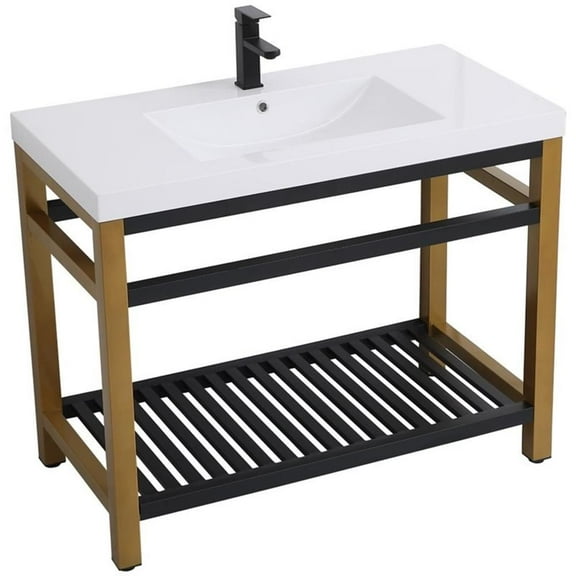 Elegant Kitchen and Bath 42 inch Single Bathroom Metal Vanity in Golden Black