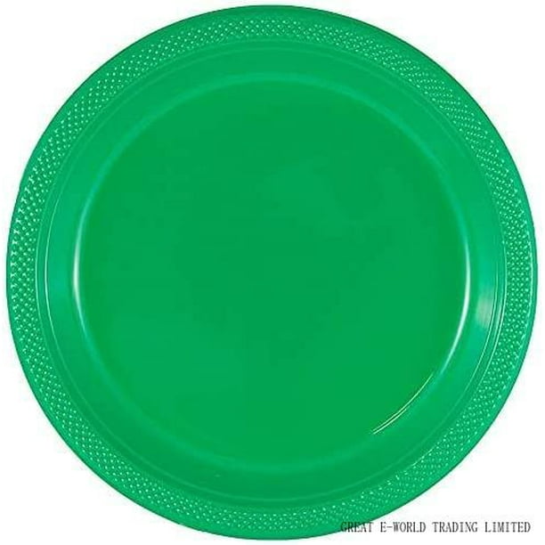 Round Plastic Party Plates Small 7 Inch Green 20/Pack
