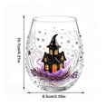 thumbnail image 4 of Halloween Stemless Wine Tumbler, Spooky Haunted House Ghost Black Cat Pumpkin Carriage Glass Cup, Indoor Outdoor Halloween Decorations, Clear Cocktail Drinkware for Party Table Decor Holiday Gift, 4 of 8