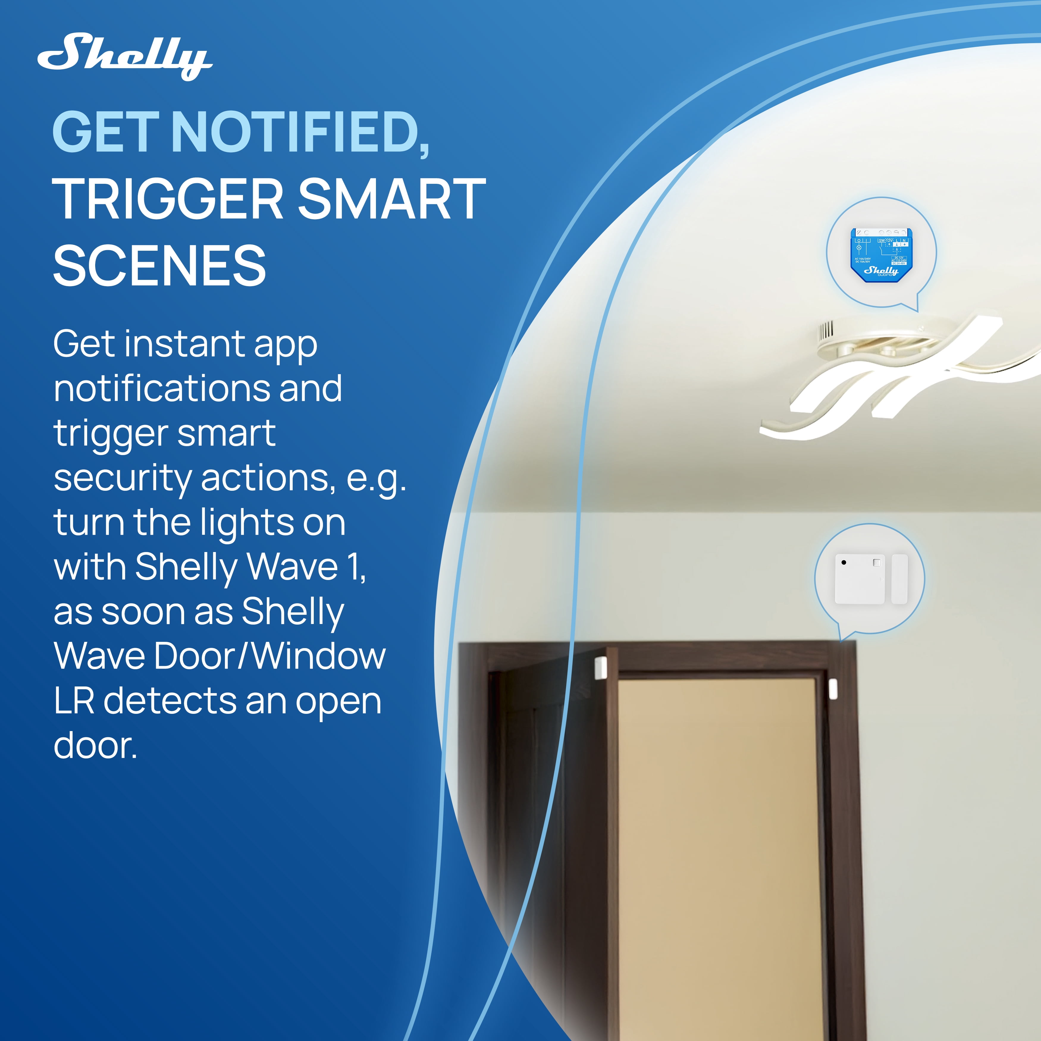 Shelly Wave Door/Window White, Z-Wave Long Range Operated Sensor, Home Automation, Compatible with Alexa, Google Home, SmartThings & Home Assistant, Bulletproof Security, Lux & Tilt Angle Measurement