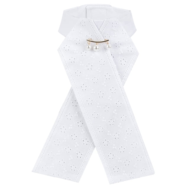 3 piezas de algodón peinado blanco para adultos y niños, collar de equitación con flores, broche para corbata, accesorio ecuestre, perla, talla única