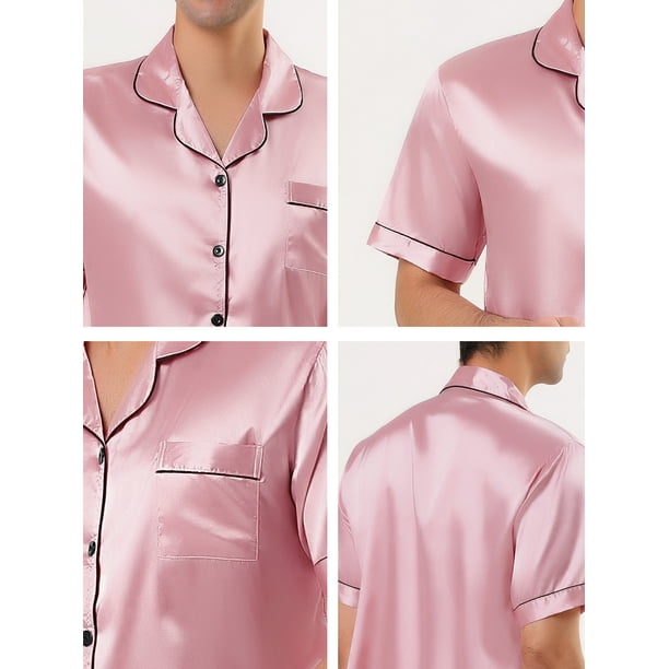Jahetuul Pijama De Satén Para Hombre De Verano - Conjunto De Manga