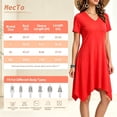 thumbnail image 3 of MecTo Summer Dresses for Women Soft V-neck Short Sleeve T shirts Asymmetrical Hem Casual Dress with Pockets, 3 of 8