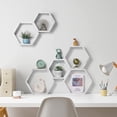 thumbnail image 4 of Hexagon Floating Shelves Set of 6 Honeycomb Shelves for Wall, Gray White, 4 of 7