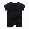thumbnail image 2 of KPOPLK Baby Boy Pajama Lightweight Short Sleeve Baby Romper Jumpsuit with Snap Closure Infant Newborn Boy Sleep Clothes Size 9-12 Months,Black, 2 of 4