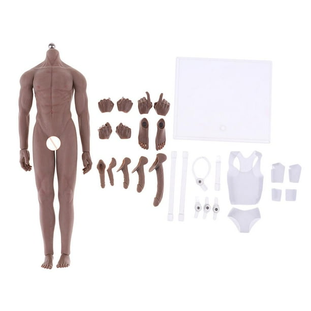 1 Pieza Cuerpo de Masculina Muscular de Plástico y Metal con 1 Traje 1/6 Piel oscura Zulema Cuerpo de figura de acción a escala