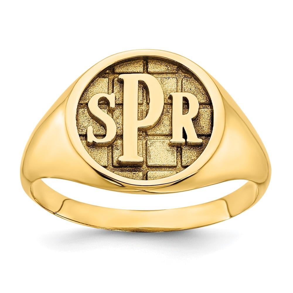 14K Yellow Gold Polished Monogram Signet Ring 