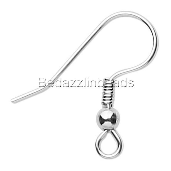 50 Hypo-allergenic Stainless Surgical Steel Ball & Coil Fishhook Hook Earring Findings With Loop (Surgical Steel)