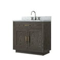 thumbnail image 5 of Abbey 36 in W Brown Oak Single Vanity, Carrara Marble Top and Faucet Set, 5 of 6