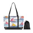 thumbnail image 7 of FORMRS Canvas Laptop Tote Bag for Women with 15.6" Computer Compartments Shoulder Handbag, Pink Hand Drawn Sailboats, 7 of 7