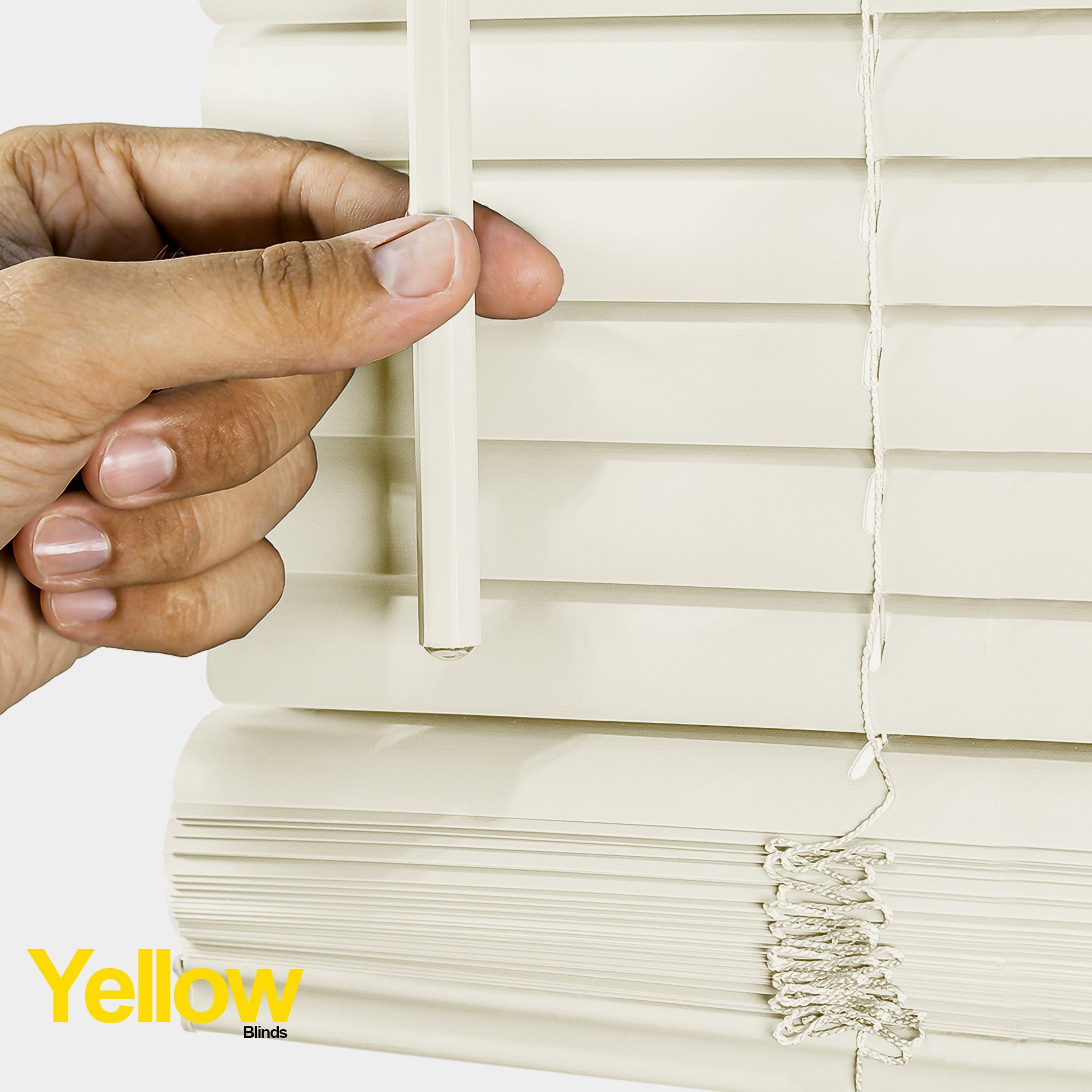 Grand Off-White 54 in. W X 84 in. H Cordless Light Filtering Vinyl Mini Window Blinds with 1 in. Slats