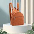 thumbnail image 6 of Small Corduroy Mini Backpack Purse for Women – Cute Brown Backpack, Stylish Shoulder Bag, Compact Side Purse for Travel, School,Pad Mini – with Zipper & Water Bottle Pocket, 6 of 6
