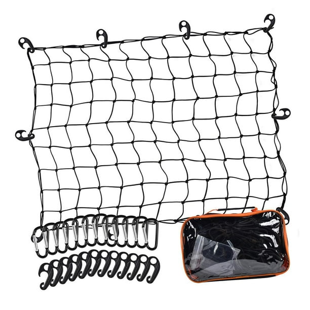 Baca Coche Universal Red Organizadora Para Maletero De Coche - Malla Elástica 90x40cm Con 4 Ganchos, Universal Para Coches Y SUV Organizador Malla Carga Coche