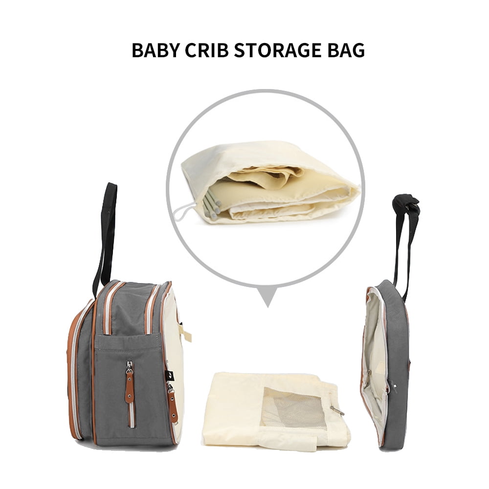 Baby Diaper Bag with Changing Station Mummy Bag Portable Detachable Folding Bed with Bassinet Bed Mat Dad Mom Travel bag