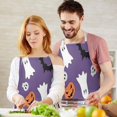 thumbnail image 3 of Purple Halloween Ghosts Skulls and Bats Apron-Garden Aprons for Women with Pockets-Cotton Linen Waterproof Kitchen Cooking Gardening Aprons Adjustable for Kitchen,Cooking,BBQ and Salon 32"x27", 3 of 7