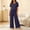 Navy, variant on Summer Pajamas for Women Star Print Ruffle Crew Neck Short Sleeve Top Elastic Waist Full Length Pants Loungewear Set