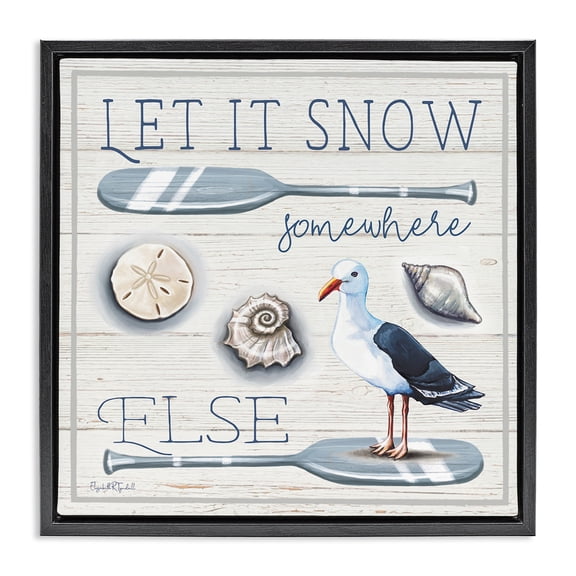 Stupell Industries Coastal Snow Somewhere Else Black Floating Frame Canvas Art, 25 x 25, by Elizabeth Tyndall