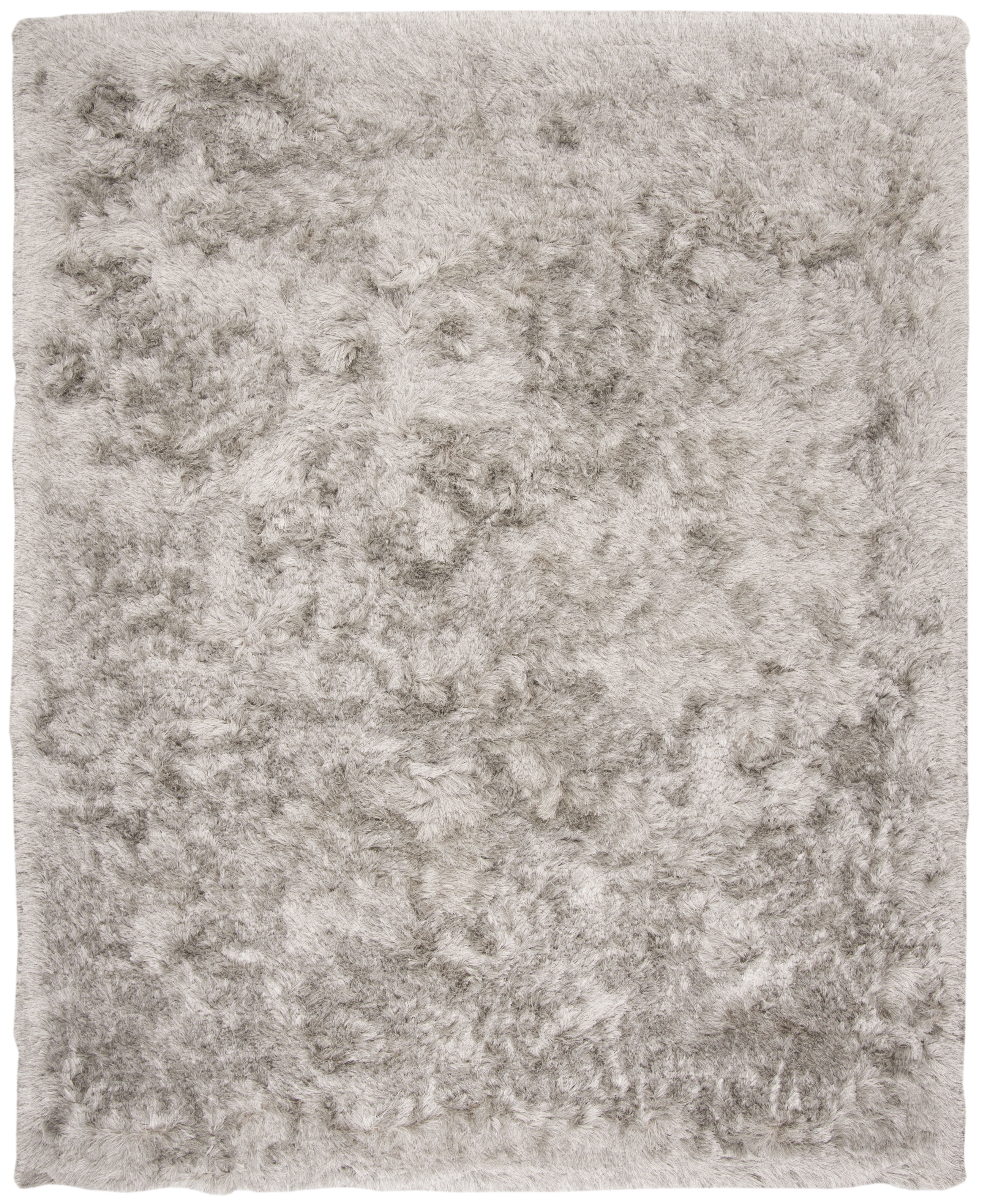 SAFAVIEH Ocean Trellis Solid Plush Polyester Shag Area Rug, Light Grey, 10' x 14'
