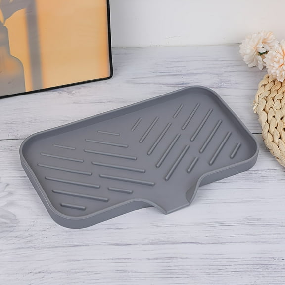 Silicone Sink Splash Guard & Soap Tray – Non-Slip Counter Mat with Drainage Channels for Kitchen & Bathroom Protection