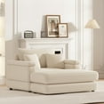 thumbnail image 2 of Corduroy Sofa, 43.3" Single Sofa with a Ottoman, a Back Pillow and 2 Toss Pillows, Comfy Cloud Sofa for Living Room Bedroom Apartment, Beige, 2 of 8