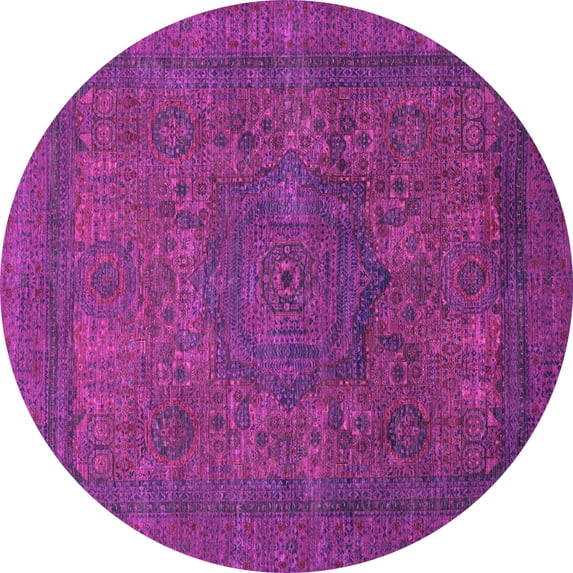 Ahgly Company Indoor Round Abstract Pink Modern Area Rugs, 3' Round