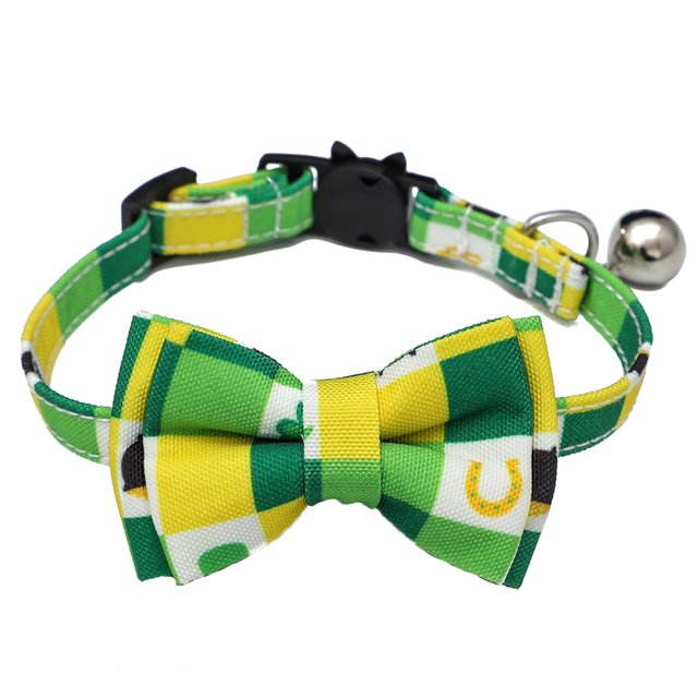 LSLJS St. Patrick's Day Puppy Small Pet Collar Necklace With Bell And Soft, Dog Collars