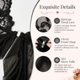thumbnail image 4 of DAKIMOE Sexy Lingerie for Women Pajamas Set Open Front V Neck Ruffle Sheer Mesh Lace Wireless Babydoll Lingerie Dress with Thong 2 Piece for Valentine's Day, 4 of 11