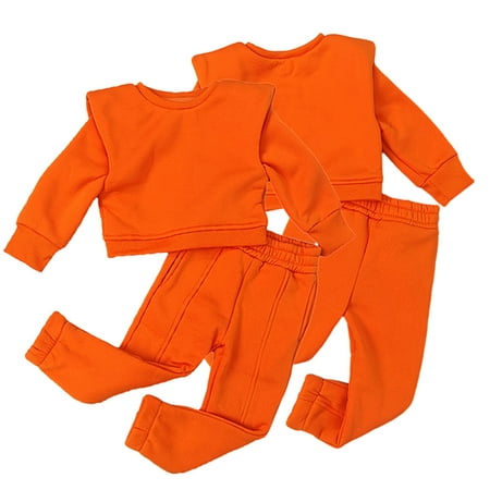 

KYAIGUO Toddler Kids Girls Boys Clothes Sweatshirt 2PCS Outfit Long Sleeve Solid Color Sweater Pullover Tops+jogger Pants Set Spring Autumn Unisex Tracksuit Set for 1-7T