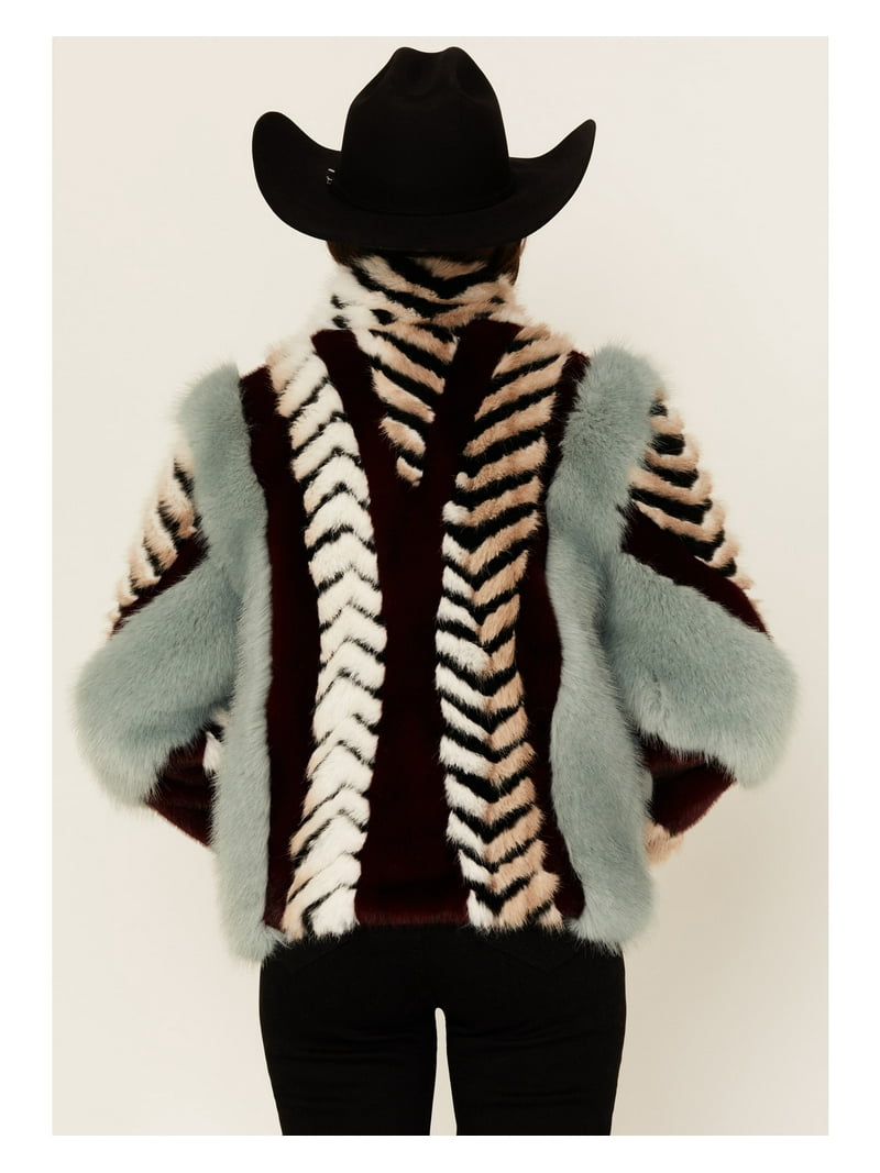 Azalea Wang Women's Inez Striped Faux Fur Jacket Multi X- US