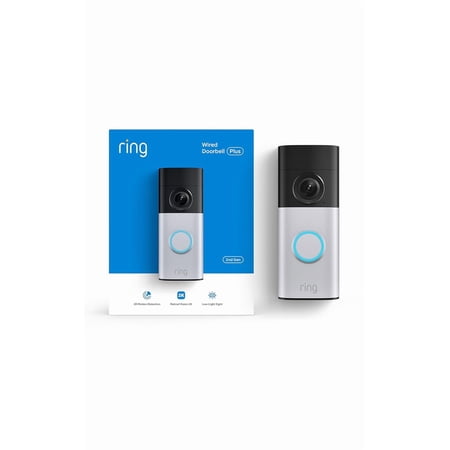 Wired Doorbell Plus (newest model), Home or business security, Retinal 2K with wide-angle video, 4x Enhanced Zoom, and Low-Light Sight, Nickel Silver