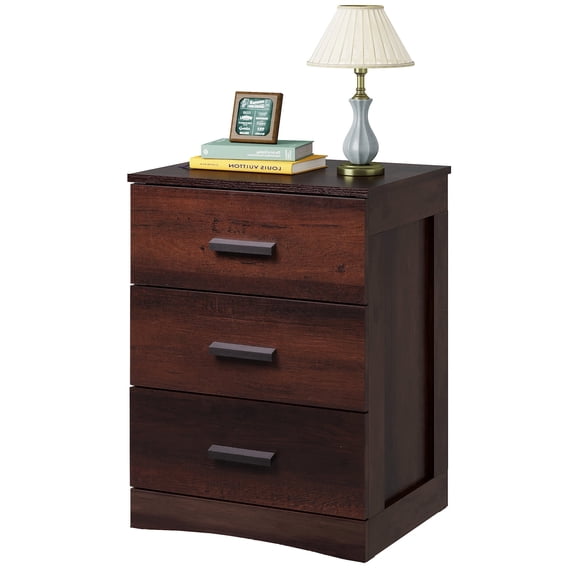 GALAXHERO 3 Drawer Night Stands for Bedroom, Espresso Tall Nightstand with Storage Cabinets, Wooden Bedside Table End Table for Living Room