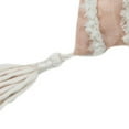 thumbnail image 5 of 17" X 17" Beige And White Interlocking Zippered Polyester Throw Pillow With Tassels, 5 of 6