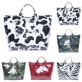 thumbnail image 5 of PVC Tote Bag Women's Letters Print Boho Beach Summer Large Top Handle Clear Travel Hobo Handbag for Women, 5 of 6