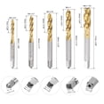 thumbnail image 2 of Unique Bargains M3 M4 M5 M6 M8 Spiral Flute Taps Set Titanium Coated High Speed Steel Machine Thread Metric Screw Taps 5pcs, 2 of 6