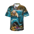 thumbnail image 1 of Fotbe Vintage Pickup Sunflower Dog Camisa Hawaiana para Hombre Unisex – Camisa Casual de Verano con Botones de Manga Corta de Algodón y Lino,Medium, 1 of 7