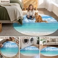 thumbnail image 6 of 8ft Round Rug, Ocean Blue Non-Skid Rubber Backing Large Area Rugs - Living Room Bedroom Home Office, Beach Nature Coast Sea Shore Sky Seawater Indoor Floor Mat Carpets Washable Rug, 6 of 9