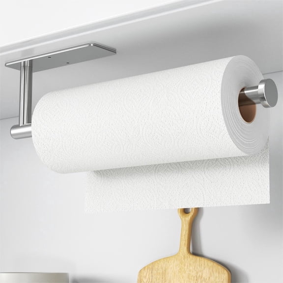 Paper Towel Holder - Self- or Drilling, Brushed Nickel, Wall Mounted, SUS304 Stainless  Kitchen Roll Dispenser Under Cabinet
