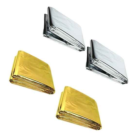 Soimiss 4Pcs Outdoor Thermal Blanket Plated Silver Double Sided Aluminum Foil Emergency Safety Blanket