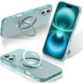 thumbnail image 1 of KOMI for iPhone 16 Case 6.1", with Magnetic Ring Stand [Compatible with MagSafe] [Military Grade Protection] Slim Shockproof Translucent Protective Phone Case Green, 1 of 5