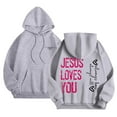 thumbnail image 3 of SIYUDAN Hoodies Sweatshirt For Women Jesus Loves You Hoodies Graphic Hoodie Oversized Womens Pullover Fall Fashion Streetwear Clothes, 3 of 5