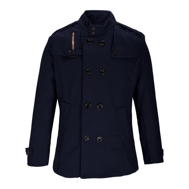 Men's Peacoats Stand Collar Double Breasted Lapel Winter Trench
