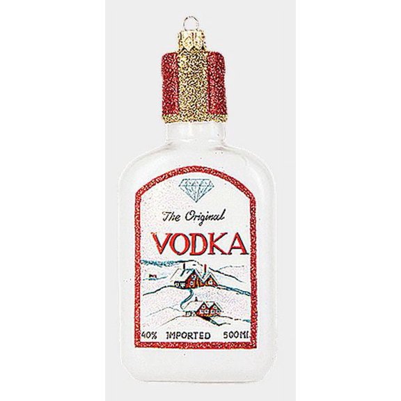 Bottle of Vodka Polish Mouth Blown Glass Christmas Ornament Liquor Decoration