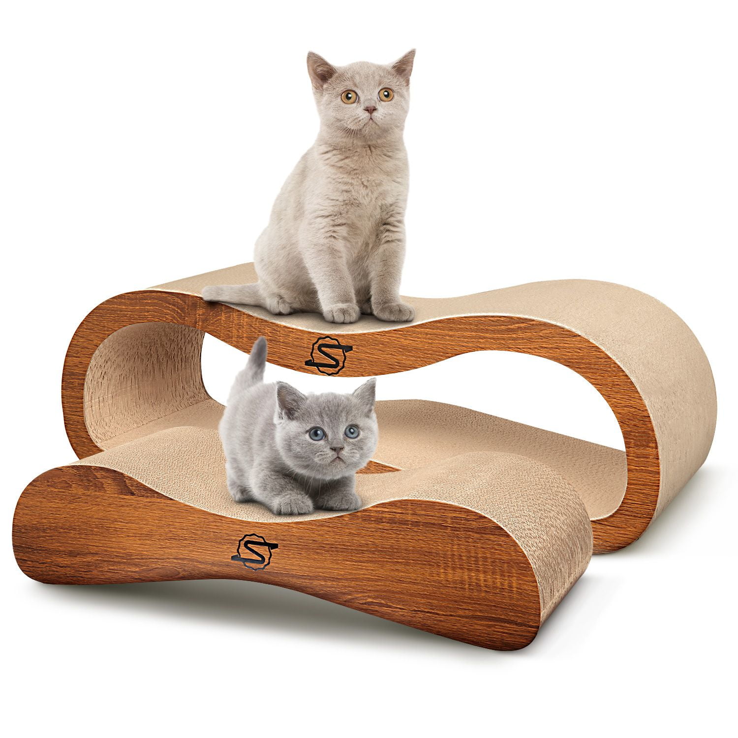 ScratchMe 2 in 1 Cat Scratcher Cardboard Lounge Bed Scratching Post with  Catnip, 1-Pack