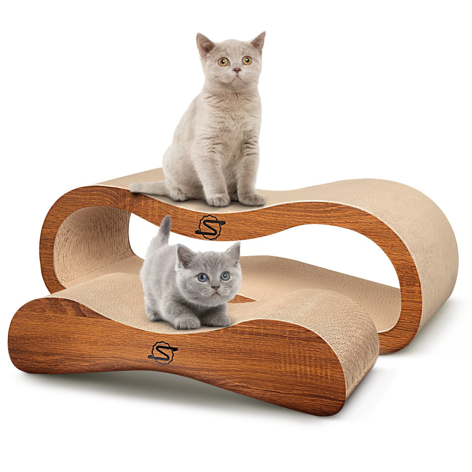 Scratchme 2 In 1 Cat Scratcher Cardboard Lounge Bed Cat Scratching Post With Catnip Durable Board Pads Prevents Furniture Damage 1 Pack Walmart Com Walmart Com