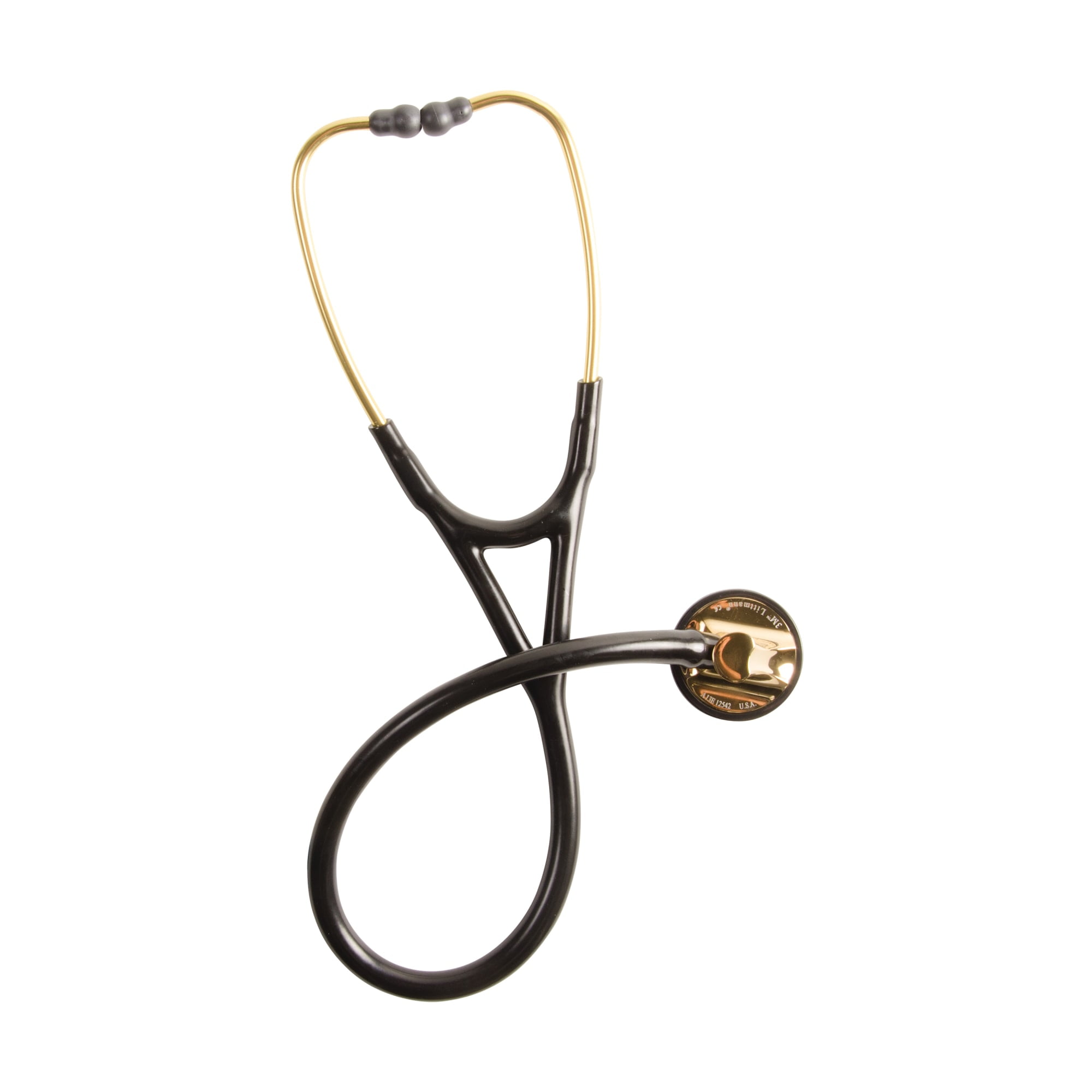 3M Littmann Master Cardiology Stethoscope, Brass-Finish Chestpiece, Black Tube, 27 inch, 2175