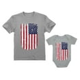 thumbnail image 1 of 4th of July Vintage USA Flag Patriotic Shirts Father & Baby Matching Set Outfit Dad Gray Large / Baby Gray 24M (18-24M), 1 of 6