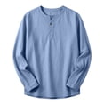 thumbnail image 5 of Xdegoge Casual Long Sleeve Henley Shirt for Men Round Neck Button Front Lightweight Top Loose Rolled Sleeve Casual Soft Breathable Tops Daily Solid Color Essential Shirts, 5 of 5