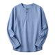 thumbnail image 2 of Ceisia Men's Cotton-Linen Henley Neck T-Shirt | Relaxed Long-Sleeve Solid Casual Top Gift, 2 of 5