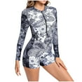 thumbnail image 1 of Pantalon à Taille Élastique pour Femmes, Combinaison à Manches Longues avec Fermeture Éclair, Cache-Maillot Imprimé, 1 Pce, 1 of 9
